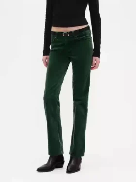 Pantalon droit slim en velours taille basse style années 90