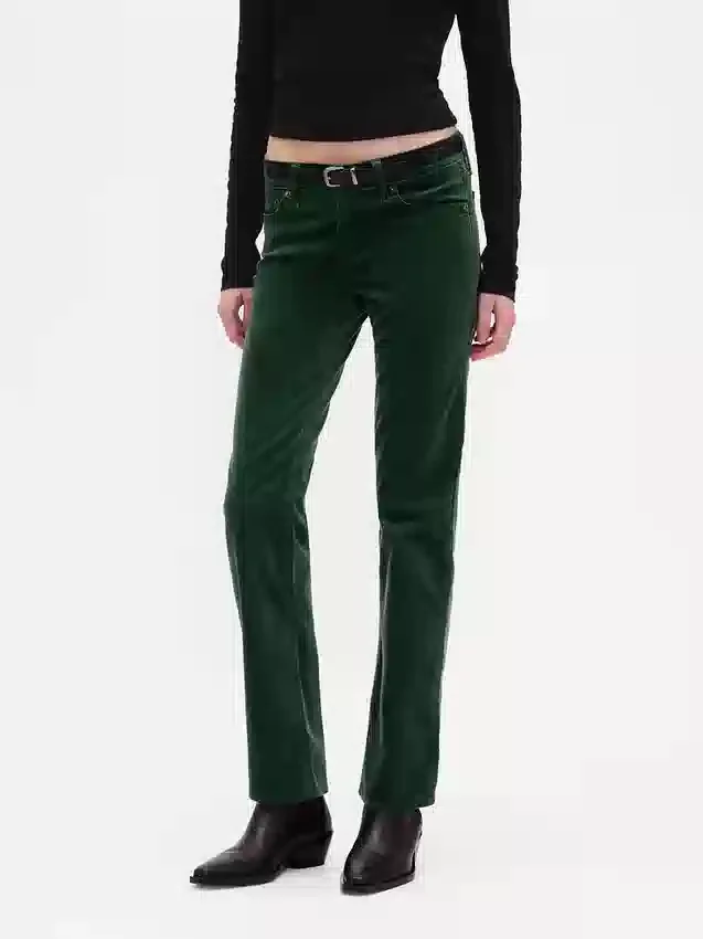 Pantalon droit slim en velours taille basse style années 90