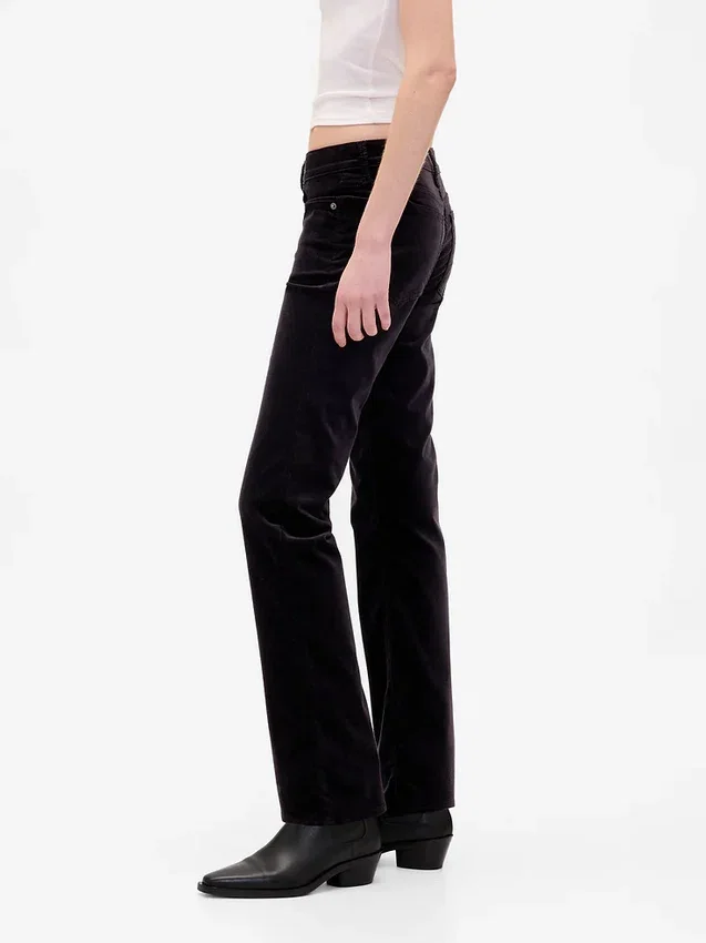 Pantalon droit slim en velours taille basse style années 90