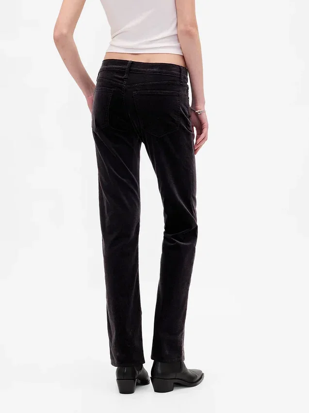 Pantalon droit slim en velours taille basse style années 90