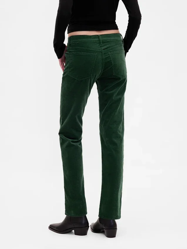 Pantalon droit slim en velours taille basse style années 90