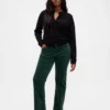 Pantalon droit slim en velours taille basse style années 90
