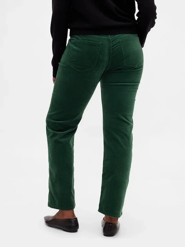 Pantalon droit slim en velours taille basse style années 90