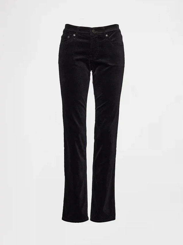 Pantalon droit slim en velours taille basse style années 90