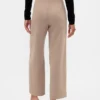 Pantalon droit à taille haute en sergé, longueur cheville