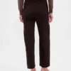 Pantalon droit à taille haute en sergé, longueur cheville
