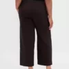 Pantalon droit à taille haute en sergé, longueur cheville