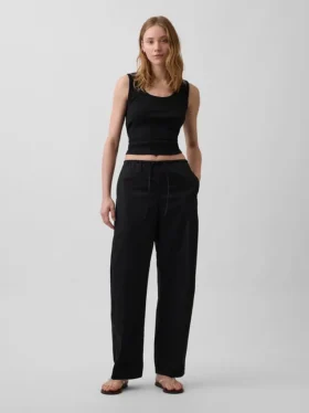 Pantalon Easy Barrel en popeline