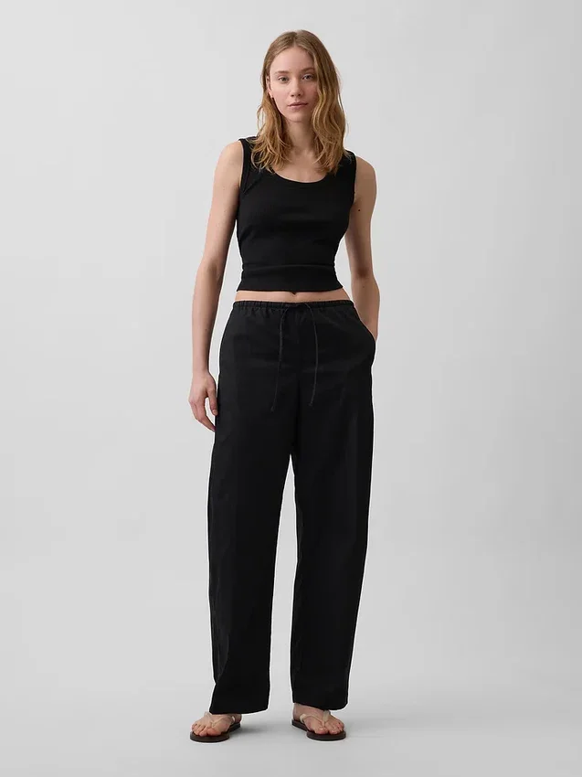 Pantalon Easy Barrel en popeline