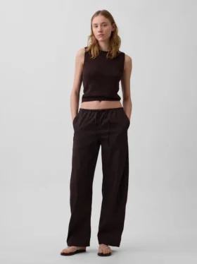 Pantalon Easy Barrel en popeline