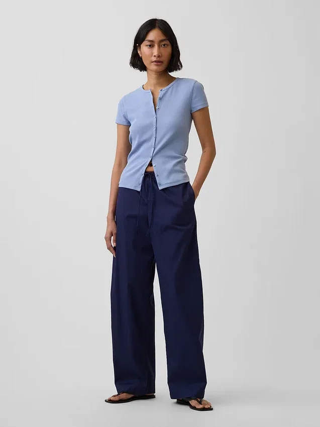 Pantalon Easy Barrel en popeline