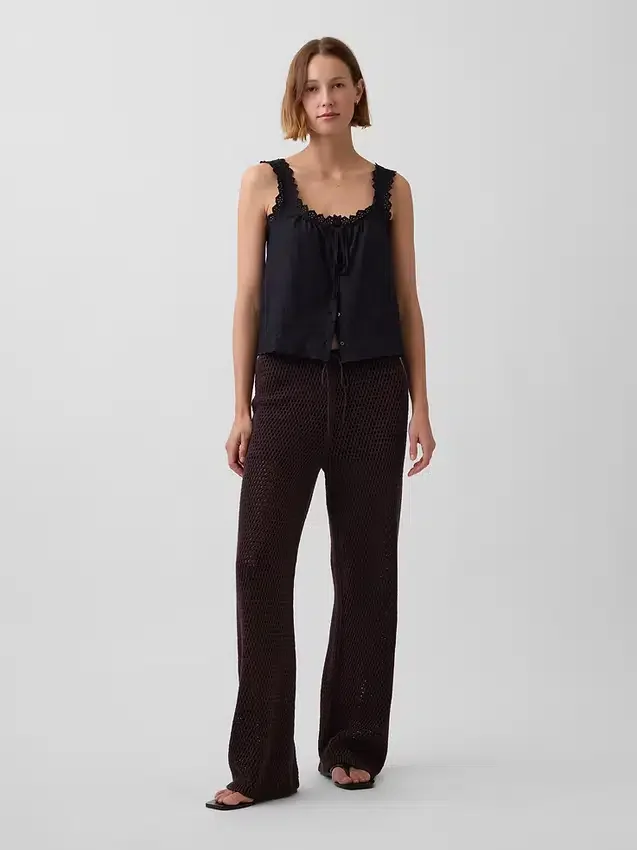 Pantalon en coton 100 % au crochet