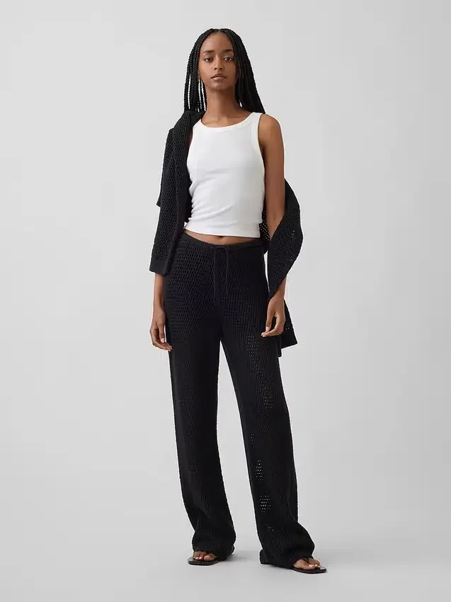 Pantalon en coton 100 % au crochet