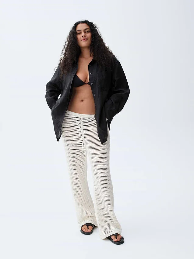 Pantalon en coton 100 % au crochet