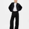 Pantalon en denim plissé ultra-doux à taille haute 365