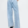 Pantalon en denim plissé ultra-doux à taille haute 365