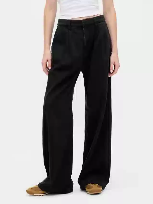Pantalon en denim plissé ultra-doux à taille haute 365