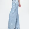 Pantalon en denim plissé ultra-doux à taille haute 365