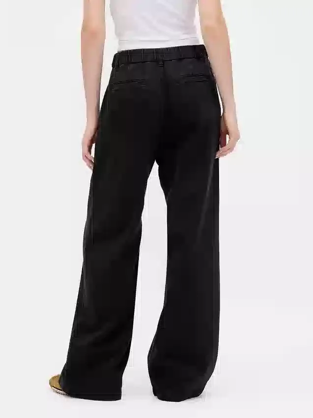 Pantalon en denim plissé ultra-doux à taille haute 365
