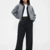 Pantalon en denim plissé ultra-doux à taille haute 365