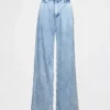 Pantalon en denim plissé ultra-doux à taille haute 365