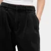 Pantalon en denim plissé ultra-doux à taille haute 365