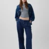 Pantalon en denim à taille basse et plis 365