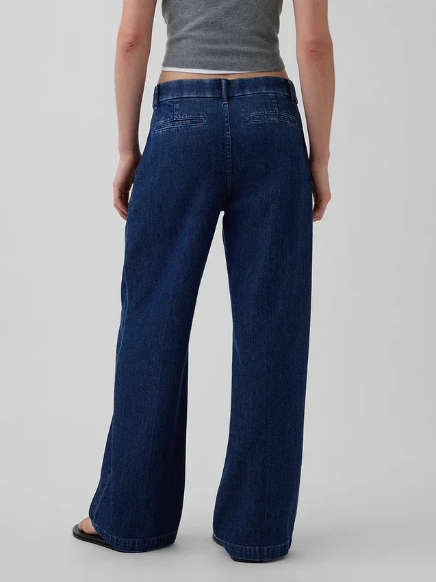 Pantalon en denim à taille basse et plis 365