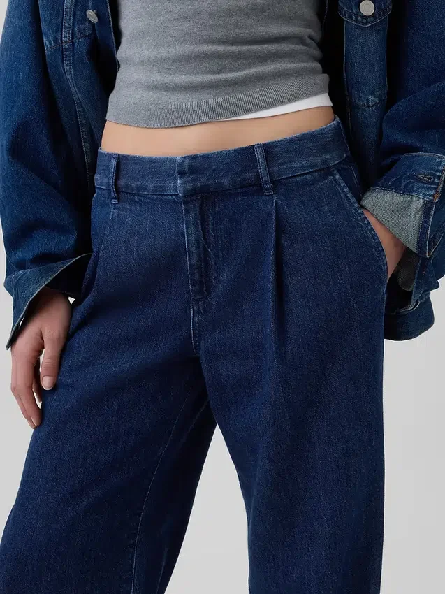 Pantalon en denim à taille basse et plis 365