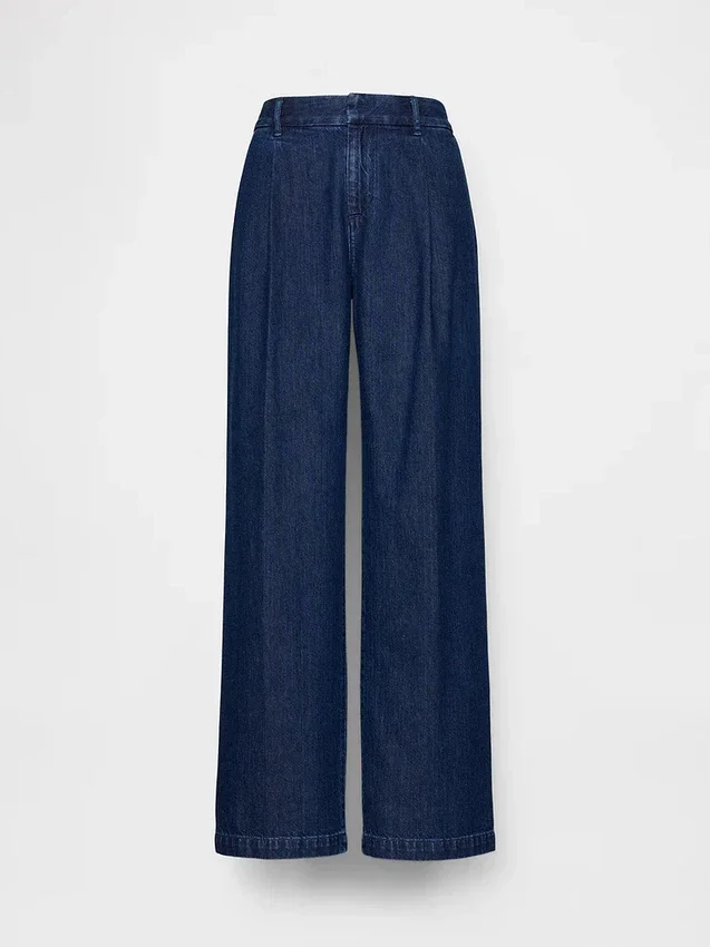 Pantalon en denim à taille basse et plis 365