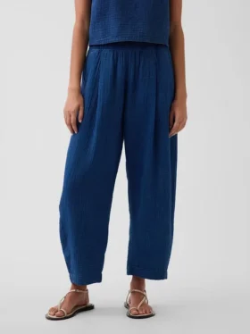 Pantalon facile à enfiler en denim de gaze de coton