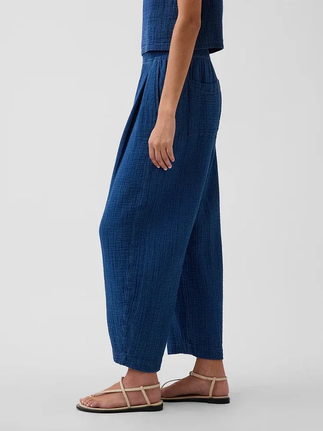 Pantalon facile à enfiler en denim de gaze de coton