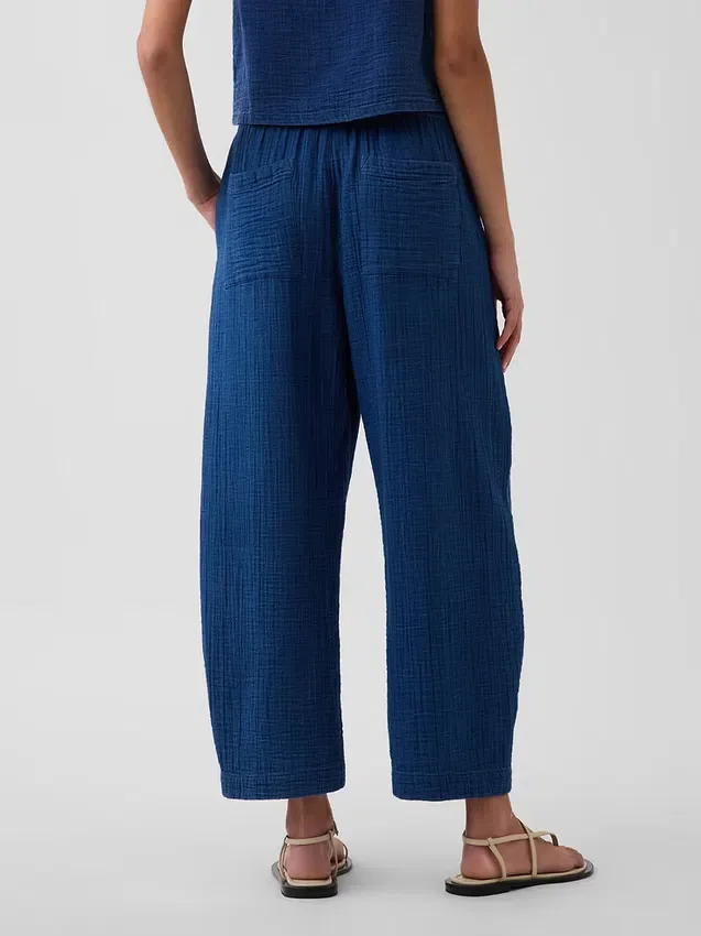 Pantalon facile à enfiler en denim de gaze de coton
