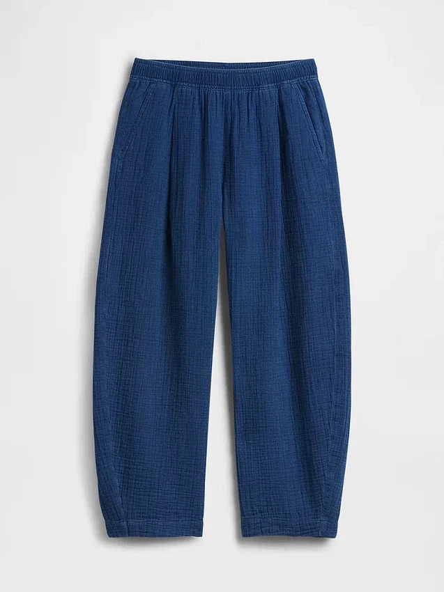 Pantalon facile à enfiler en denim de gaze de coton