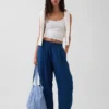 Pantalon facile à enfiler en denim de gaze de coton
