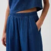 Pantalon facile à enfiler en denim de gaze de coton
