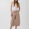 Pantalon-jupe à taille mi-haute et ceinture