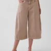 Pantalon-jupe à taille mi-haute et ceinture