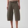 Pantalon-jupe à taille mi-haute et ceinture