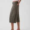 Pantalon-jupe à taille mi-haute et ceinture