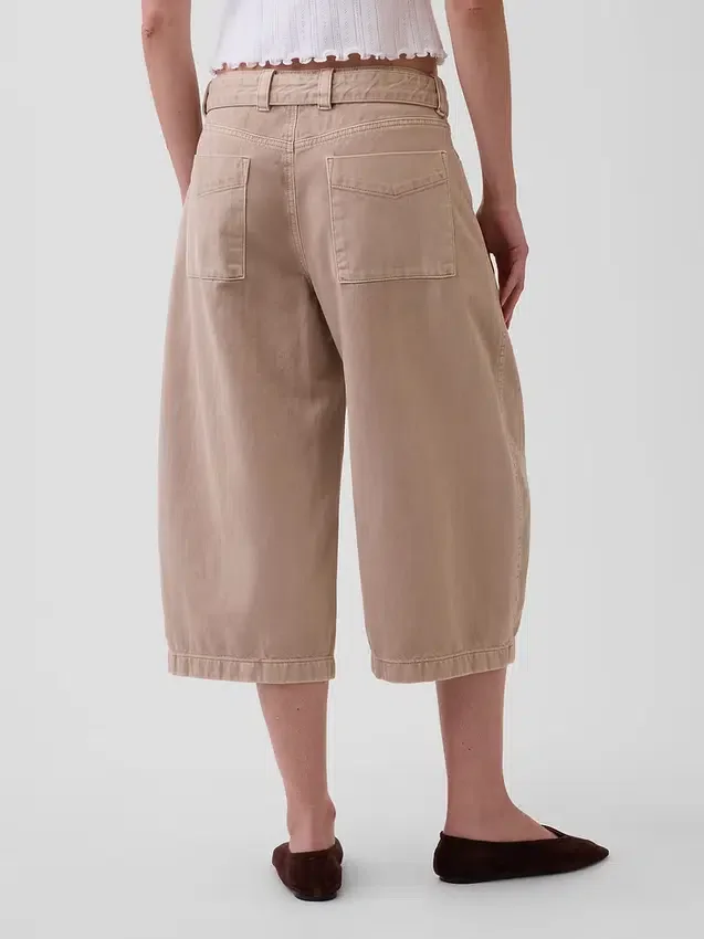 Pantalon-jupe à taille mi-haute et ceinture