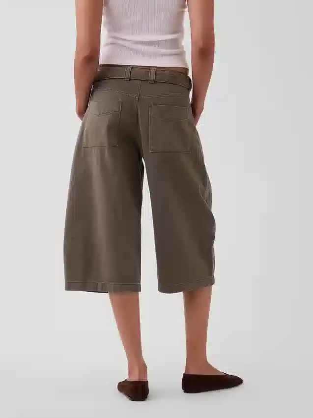 Pantalon-jupe à taille mi-haute et ceinture
