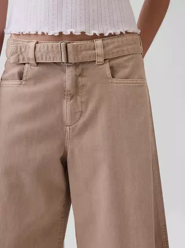 Pantalon-jupe à taille mi-haute et ceinture