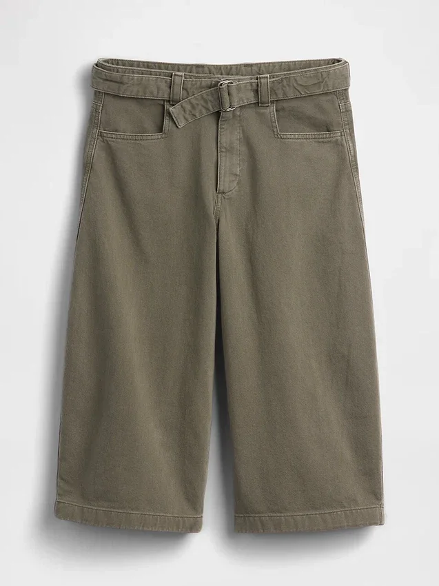 Pantalon-jupe à taille mi-haute et ceinture