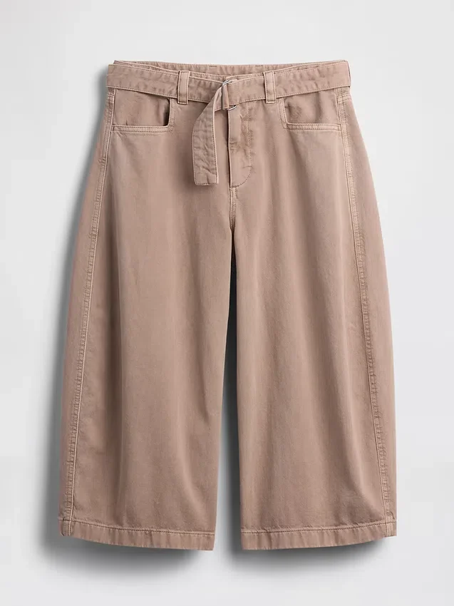 Pantalon-jupe à taille mi-haute et ceinture
