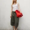 Pantalon-jupe à taille mi-haute et ceinture