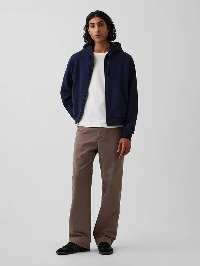 Pantalon kaki ample en sergé épais style années 90