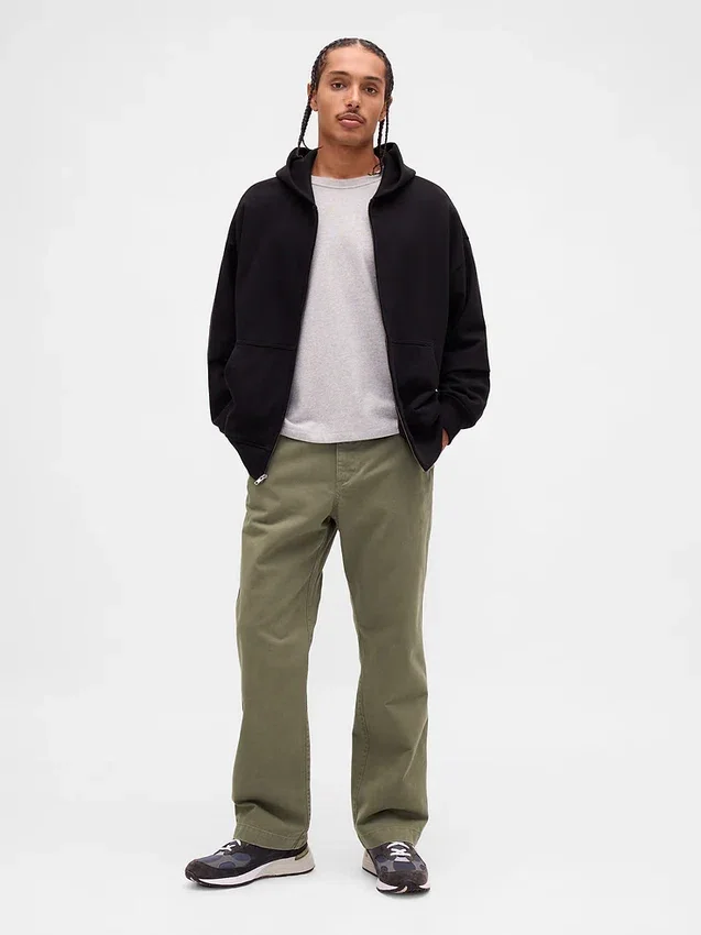 Pantalon kaki ample en sergé épais style années 90