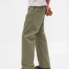 Pantalon kaki ample en sergé épais style années 90