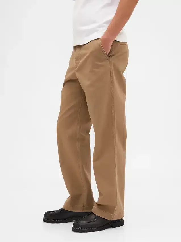 Pantalon kaki ample en sergé épais style années 90